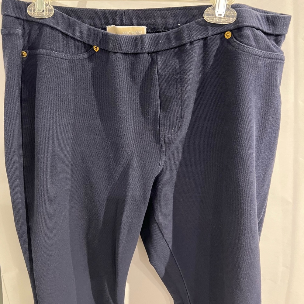 Michael Kors Navy Leggings w Gold Hardware Detail